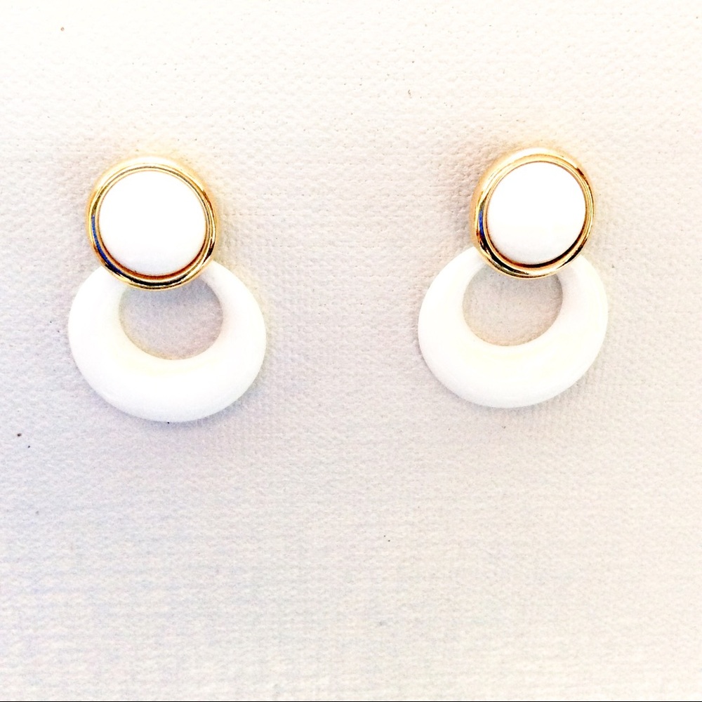 Trifari Vintage Hoop Door Knocker Earrings Pierced